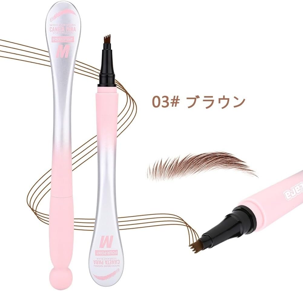 New feeling natural eyebrows. Unique design 4 prong eyebrow pencil Smooth brush head Never Fade Easy to carry and wipe clean Water and sweat proof Long-lasting eyebrow pencil A must have for beginners