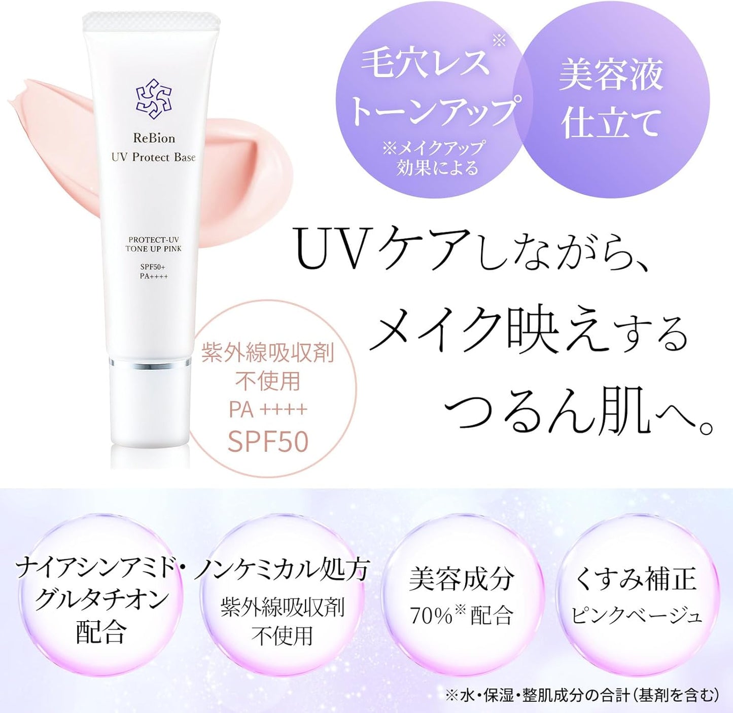 Livion UV Protection Base Sunscreen Makeup Base Tone Up SPF 50+ PA++++ Human Stem Cell Exosomes Niacinamide Glutathione Sensitive Skin Pink 30g [Official]