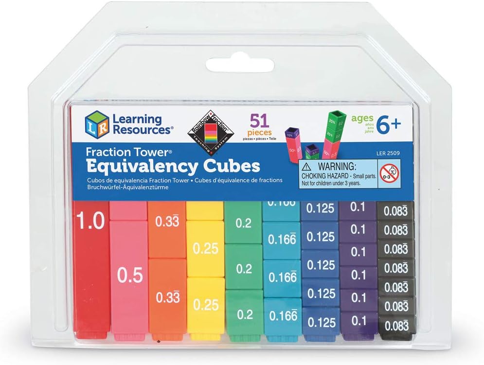Learning Resources LER0615 Mathematics Teaching Materials [Learn Fractions, Decimals, %] Tower Cube, Genuine Product & Learning Resources Learning Resources Mathematics Teaching Material, Fraction,