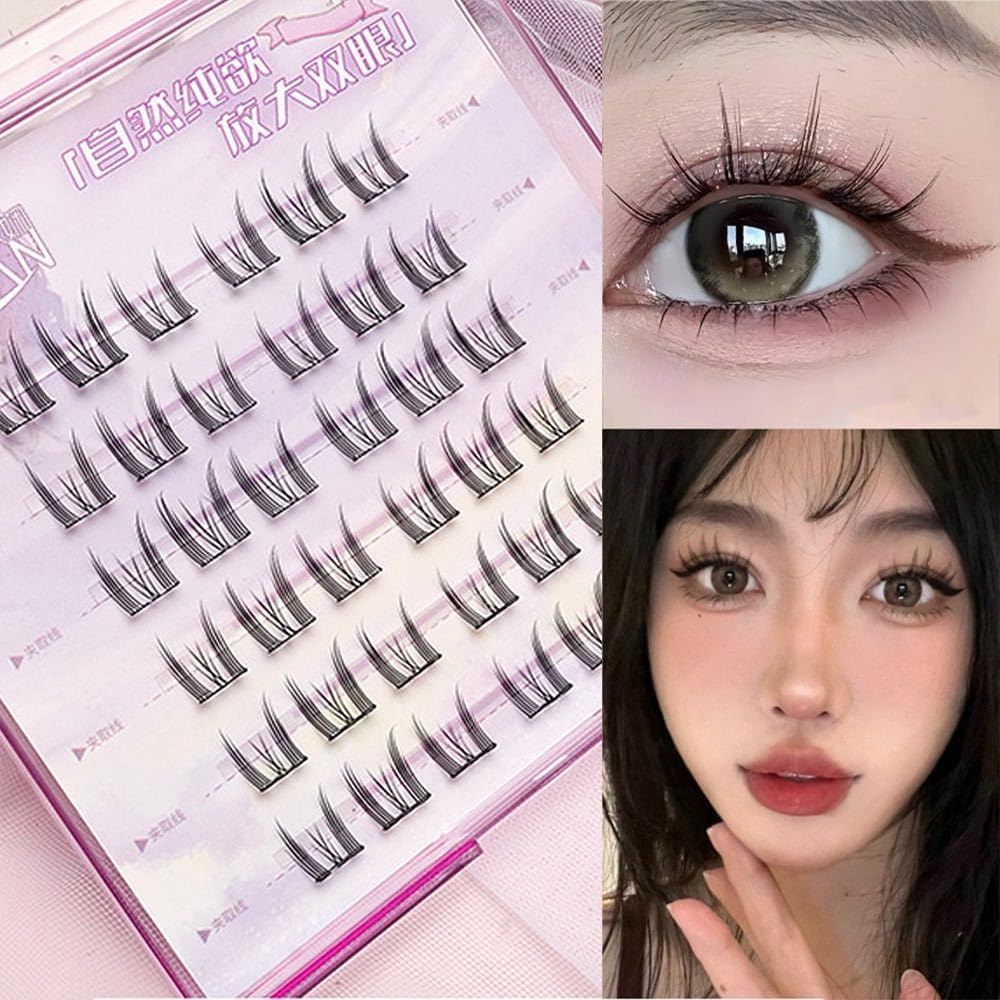 False Eyelashes, No Glue Required, High Adhesion, Cute, 3D Feel, Partial Eyelashes, Bulk Feel, Popular, Beginners, Easy to Install, Durable, Eye Makeup, Natural False, Lightweight, Comfortable, For