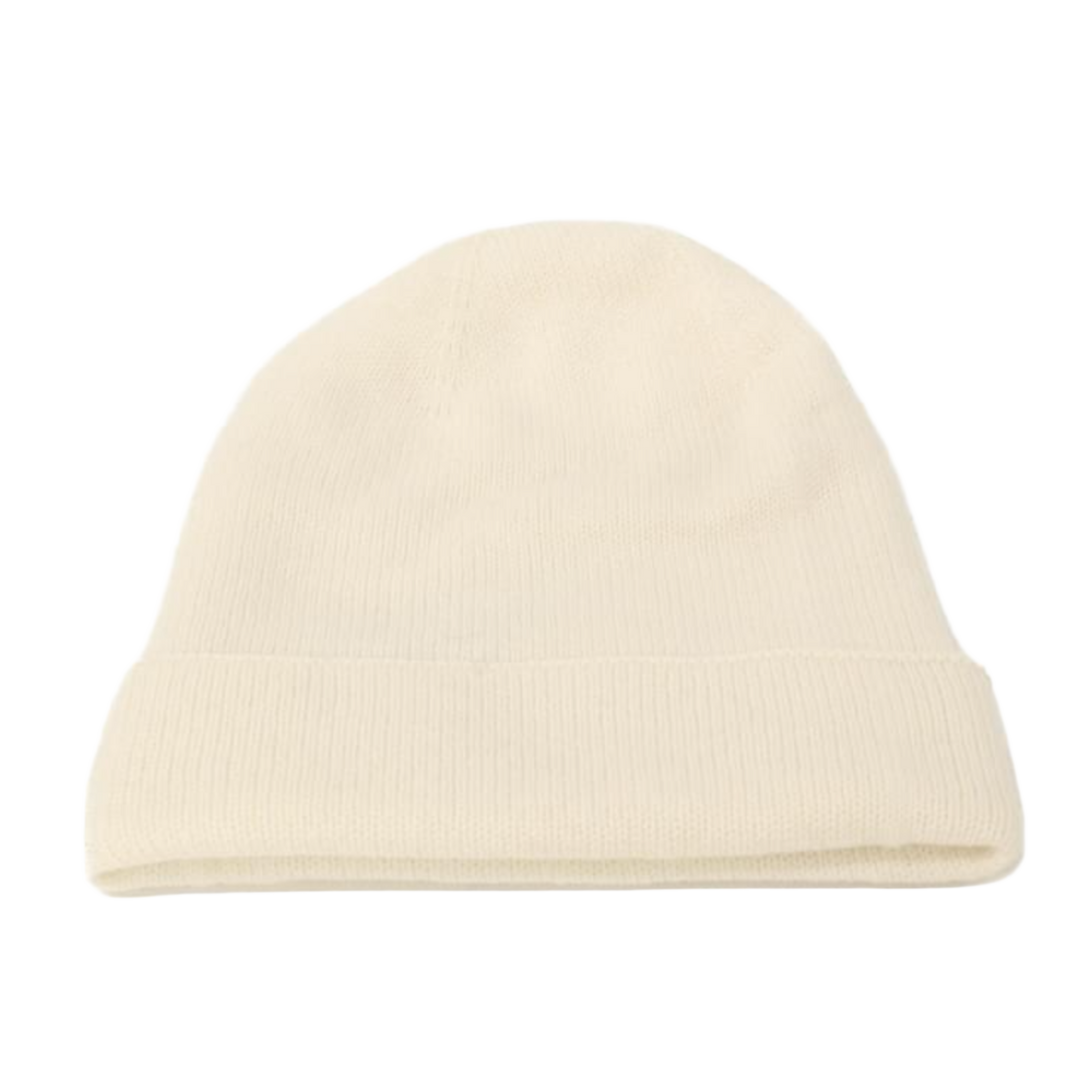 CHANEL 'CC RHINESTONE' CREAM CASHMERE BEANIE