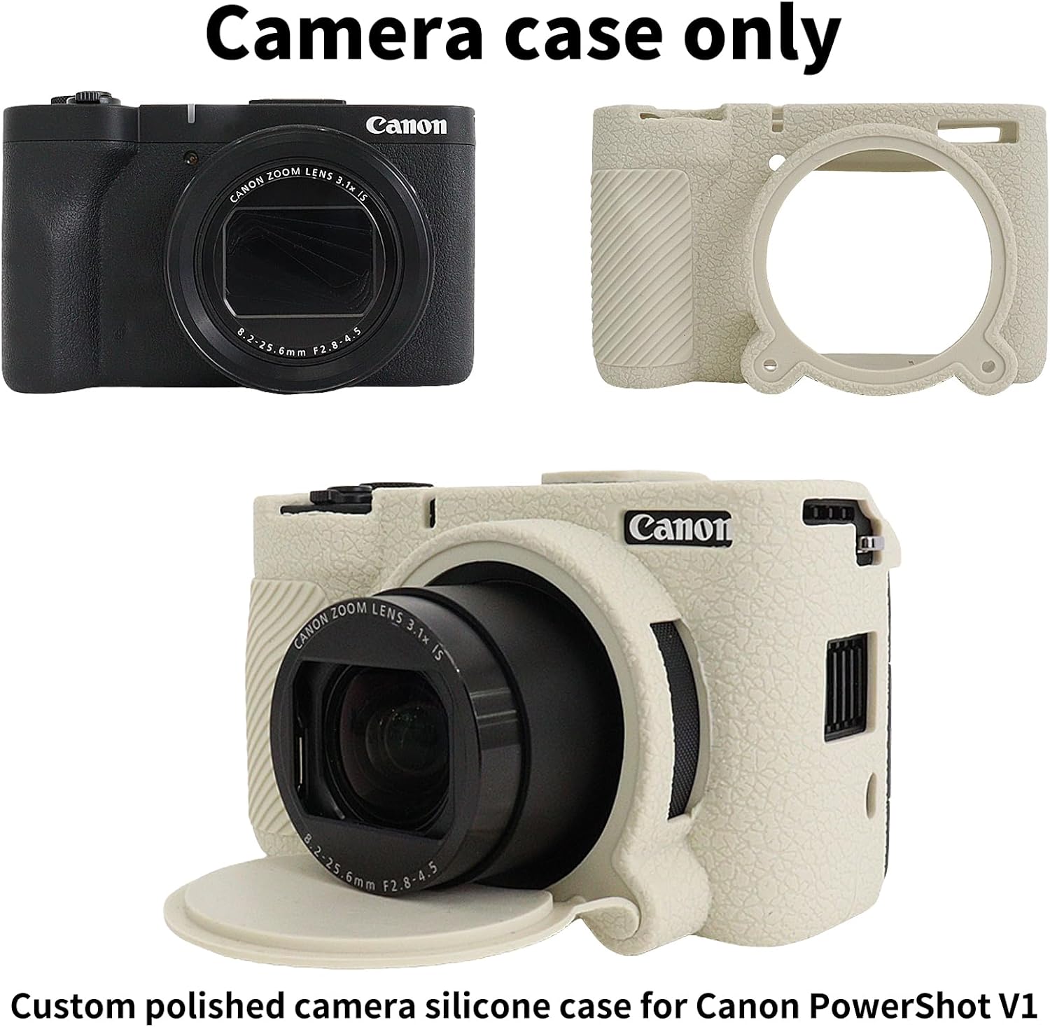 VOVMOEYA Camera Case for Canon PowerShot V1 Case, Silicone Case for Canon v1 Camera, 2 Ultra-thin Screen Protectors, Removable Lens Cap