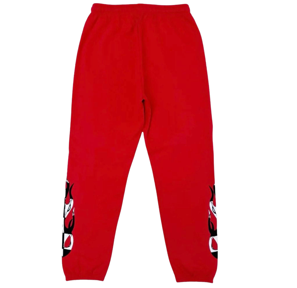 CHROME HEARTS MATTY BOY RED FLAME SWEATPANTS