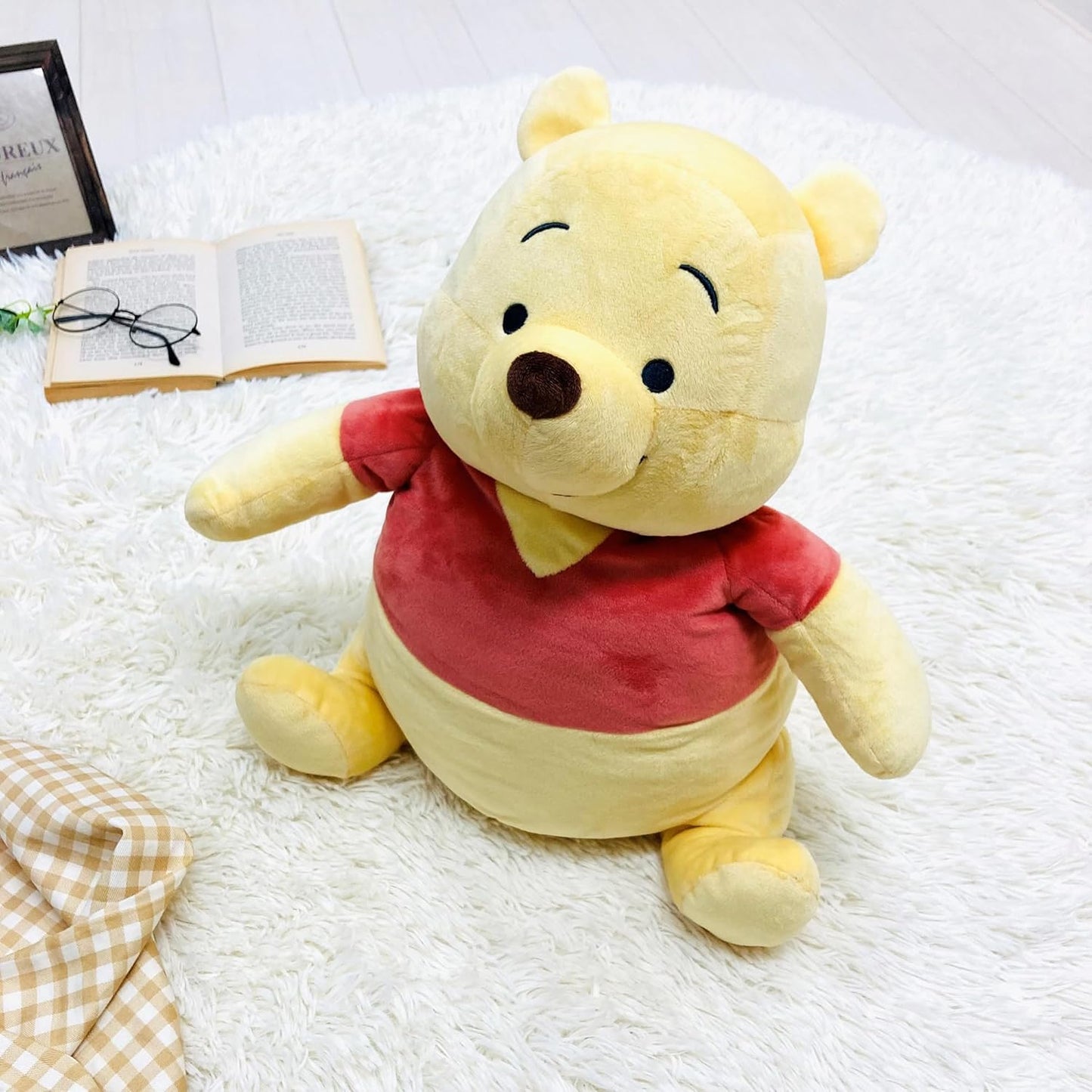 MORIPiLO Disney Tissue Case (Winnie the Pooh Sitting Tissue Box Cover) Approximately 40cm Melting Touch Cute Car Goods Plush Paper Holder Yellow Character Morishita's Pillow