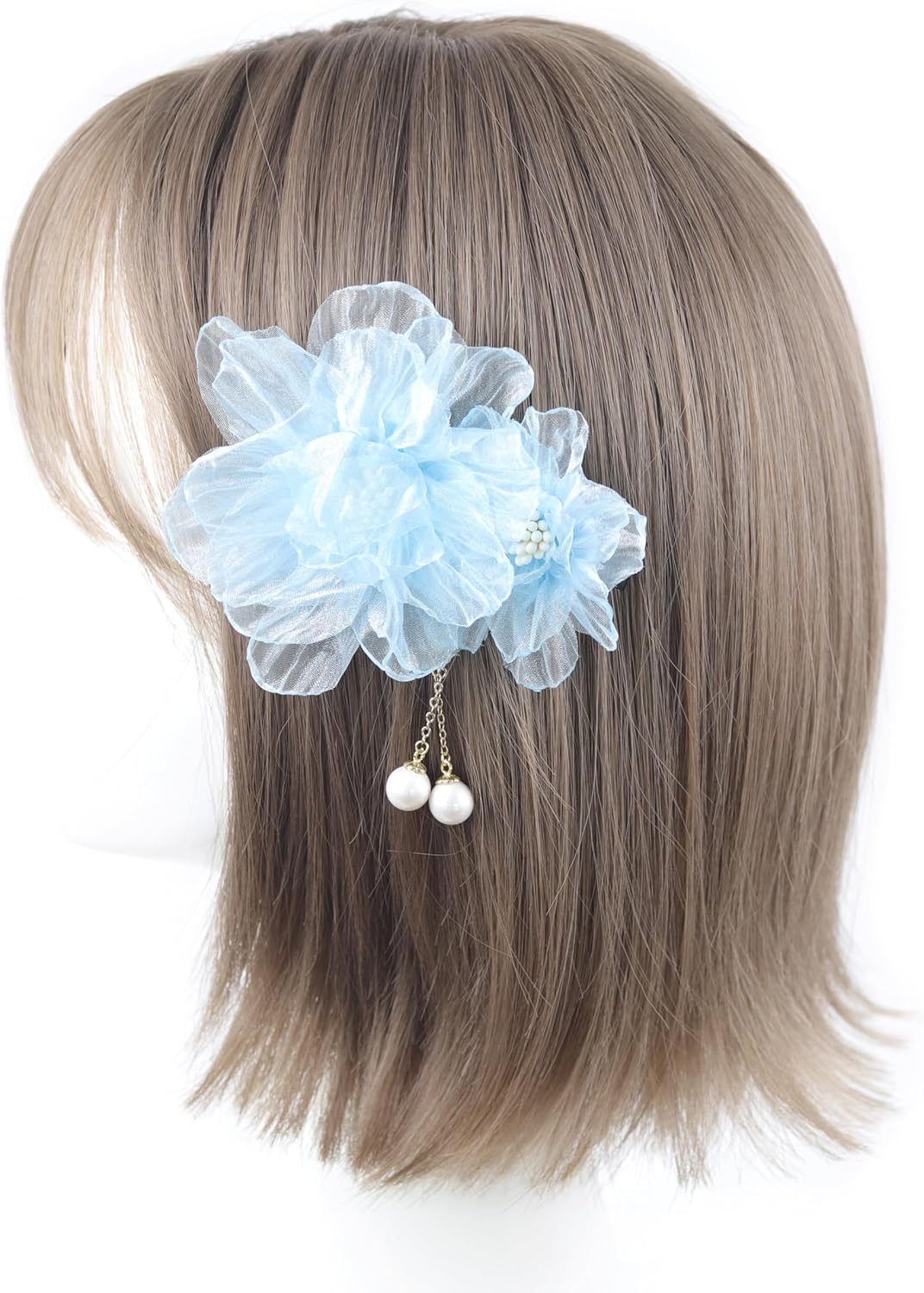 [NANA Handmade] Hair Ornament, Clip, Swaying Pearl Beads, Yukata, Kimono, Fireworks Display, Simple, Flower, Short, Hakama, Coming-of-Age Ceremony, Graduation Ceremony, Front Photography, Bride