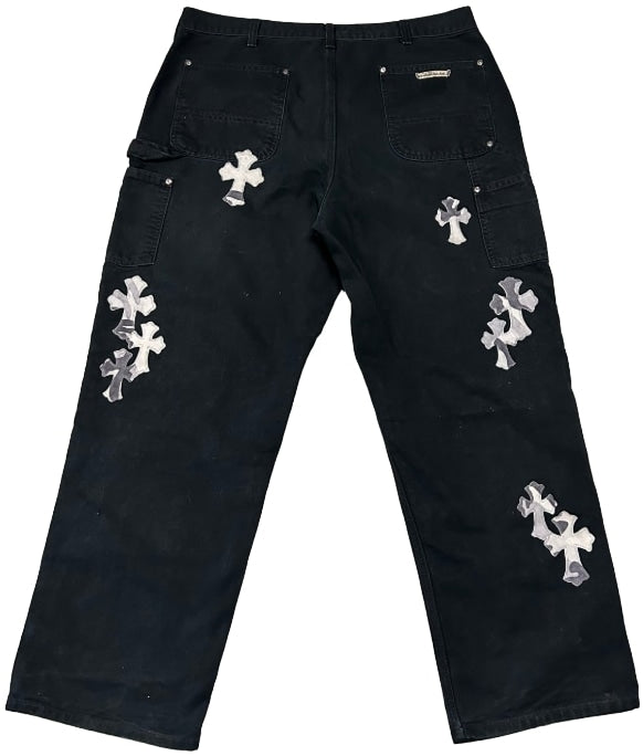 CHROME HEARTS 'SEX RECORDS' 16 CROSS PATCH BLACK/NEON JEANS