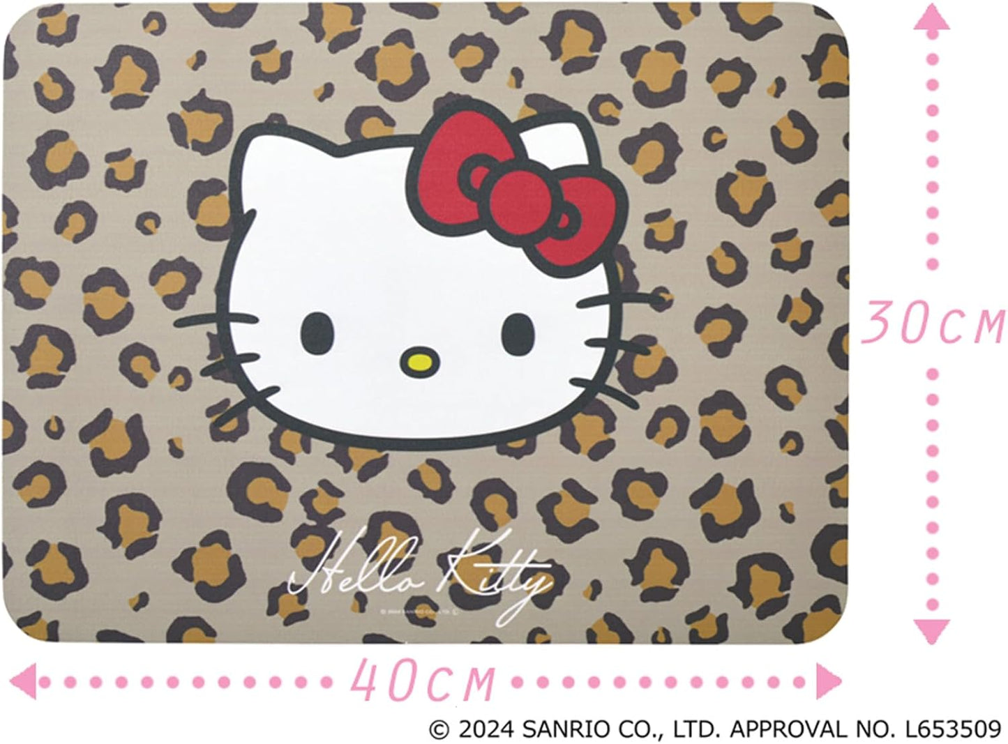 Hello Kitty Lava Stone Bath Mat, Hello Kitty & Leopard, Width 15.7 inches (40 cm) x Length 11.8 inches (30 cm), Soft Type, Cute Leopard Pattern, Absorbent, Quick Drying, Mildew Resistant, Deodorant,