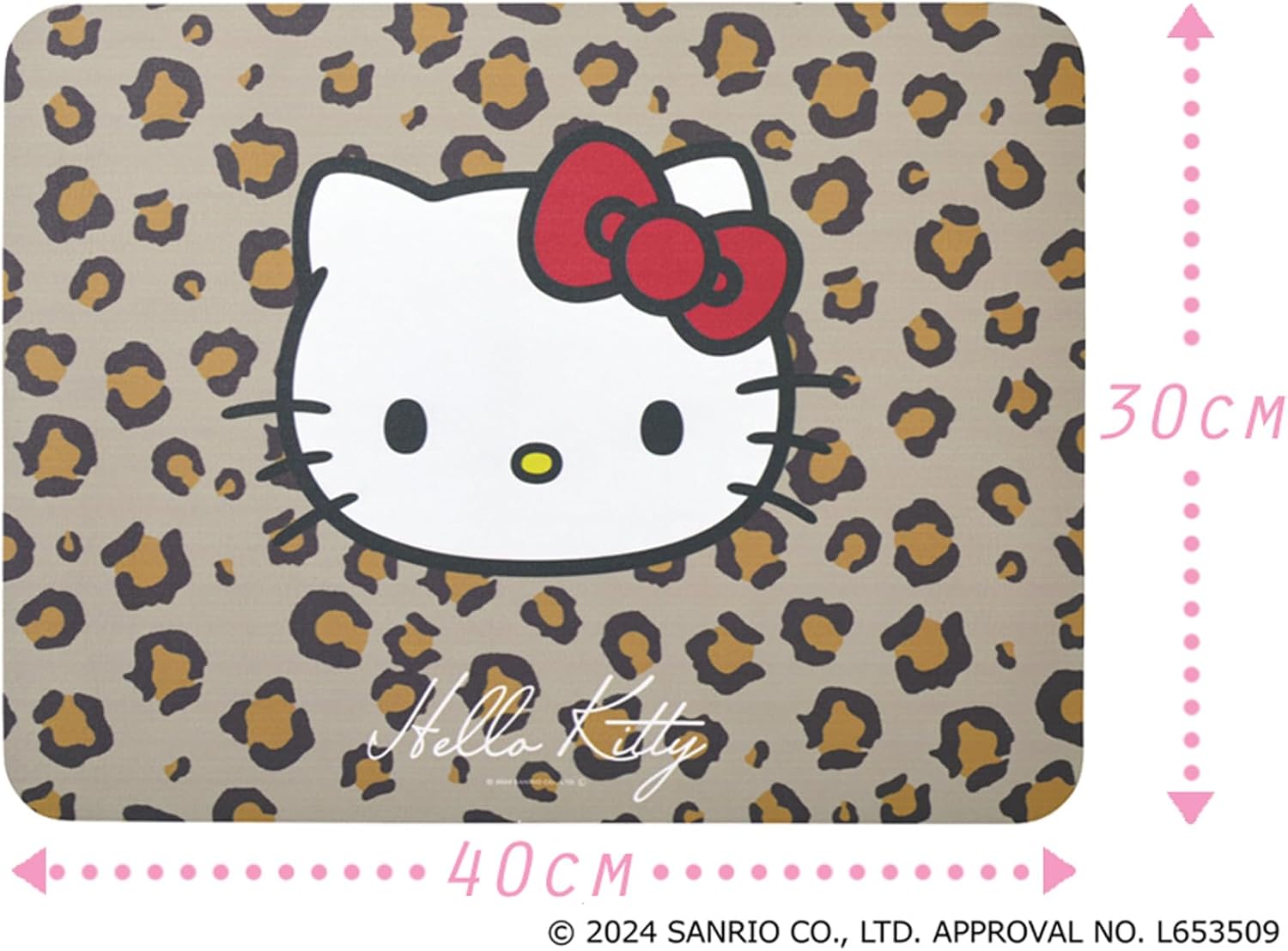 Hello Kitty Lava Stone Bath Mat, Hello Kitty & Leopard, Width 15.7 inches (40 cm) x Length 11.8 inches (30 cm), Soft Type, Cute Leopard Pattern, Absorbent, Quick Drying, Mildew Resistant, Deodorant,