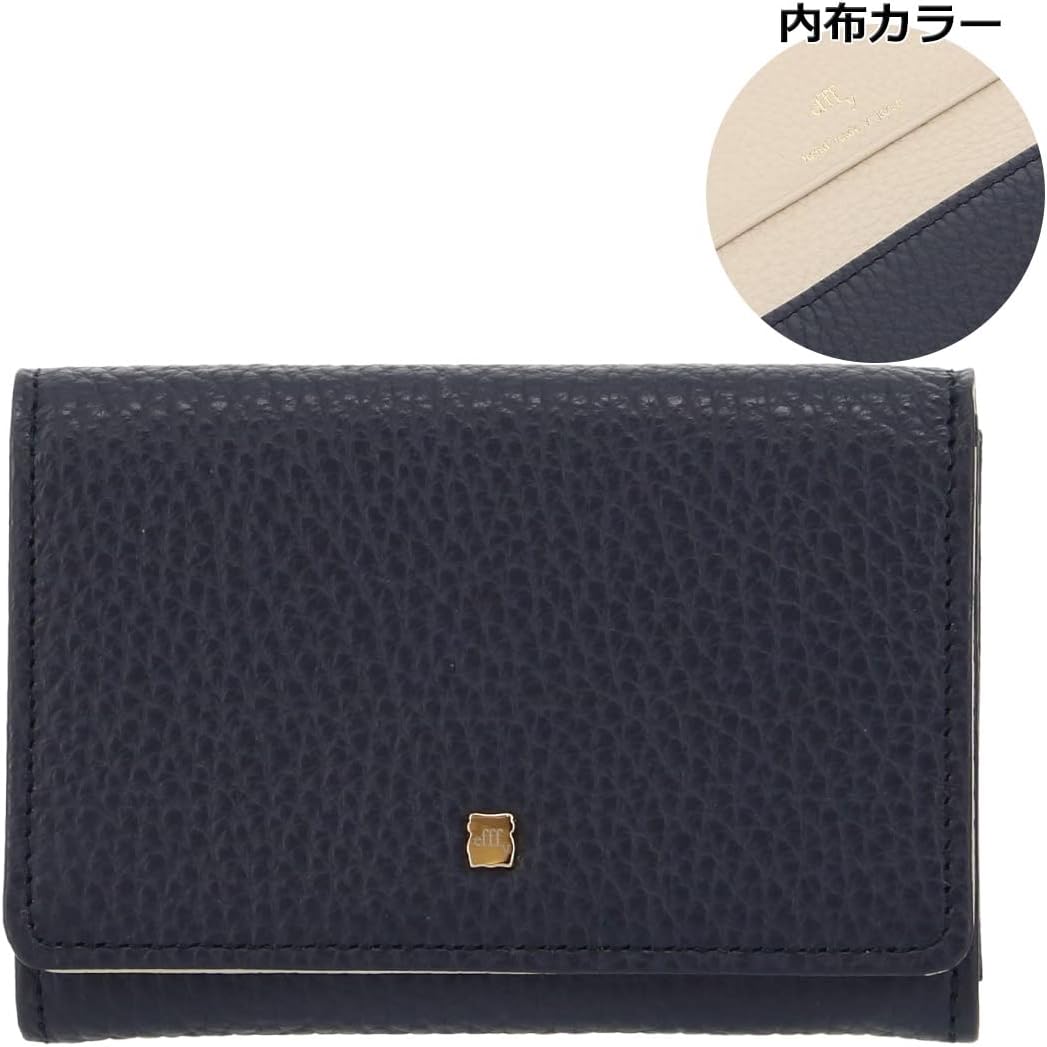 efffy GV5-08 Women's Business Card Case, Cowhide Leather, Made in Japan, Navy