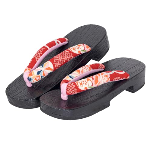 Kimono Living Clogs, Women's Cute (Natural Single Piece Paulownia Yukata Clogs), No Painting, 5 Colors to Choose from M/L
