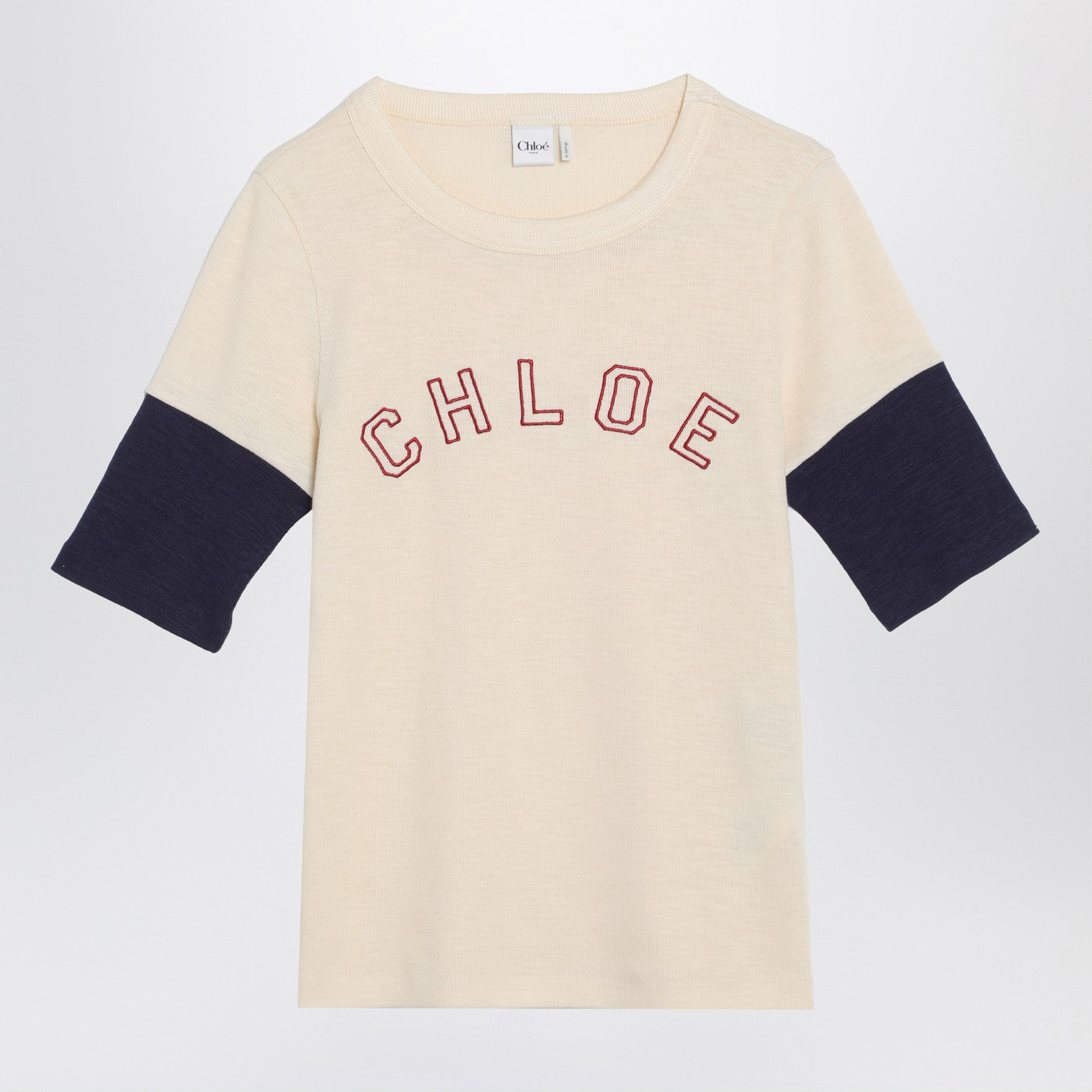 Chloe ロゴ付きのクロエウールとコットンTシャツ - Image 2
