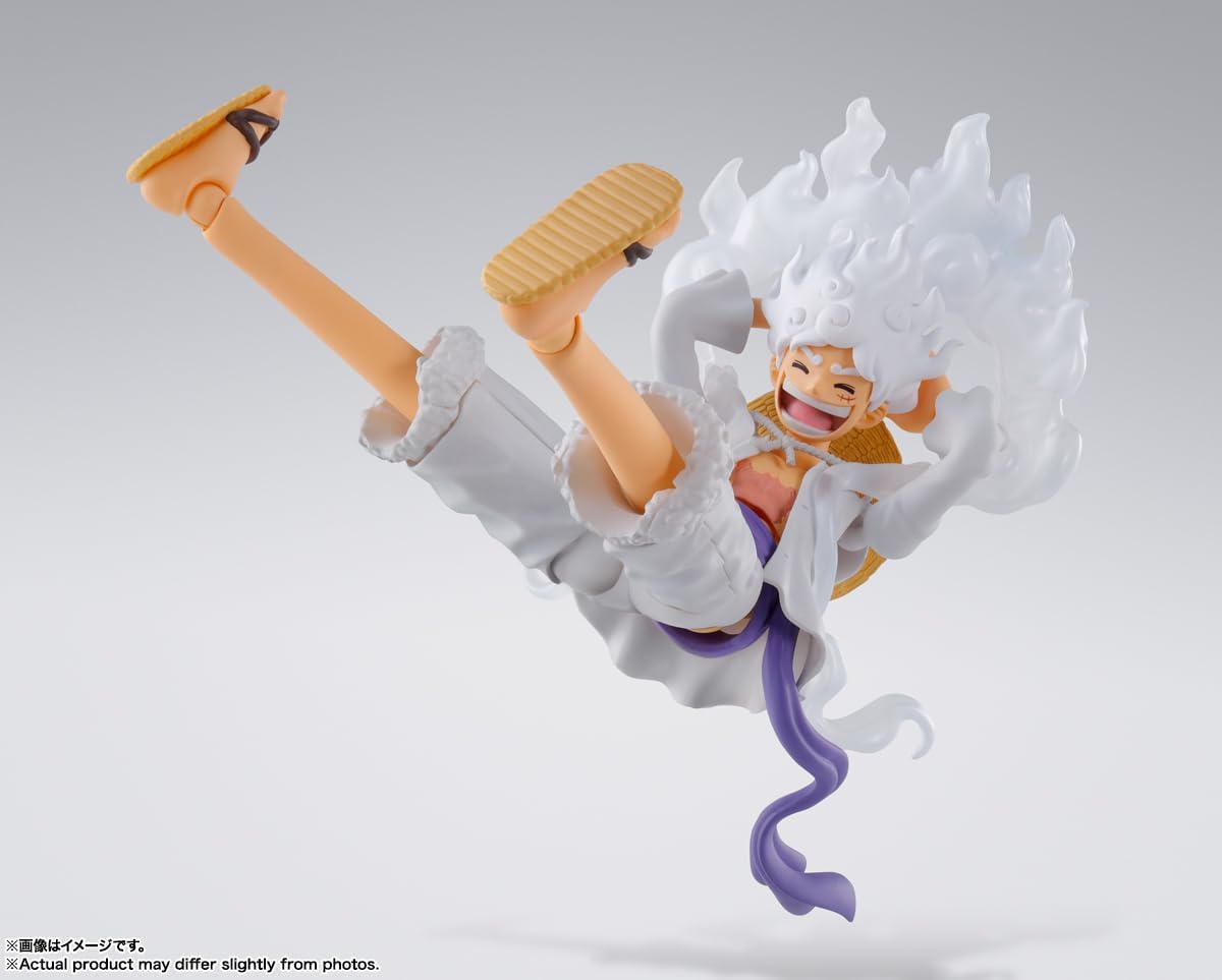 S.H. Figuarts One Piece Monkey D. Luffy Gear 5 - Approx. 6.1 inches (155 mm), PVC & ABS Pre-painted Action Figure