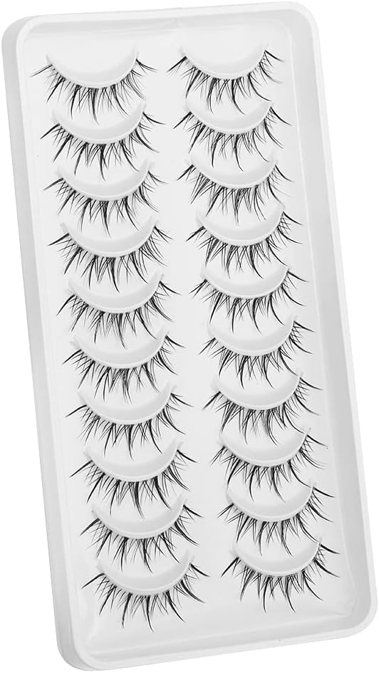 10 Pairs Pack Cartoon False Eyelashes Natural Looking Anime False Eyelashes Fluffy Fake Mink Cosplay False Eyelashes Korea Japan Asian False Eyelashes Masquerade Party Eye Makeup False Eyelashes (Y14)