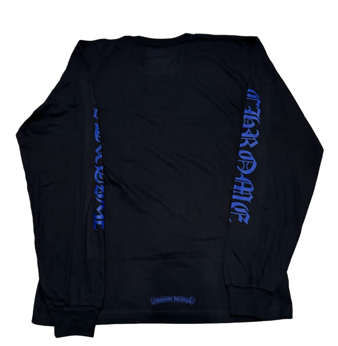 CHROME HEARTS 'BLACK/BLUE' COLLAR LOGO LONGSLEEVE TEE