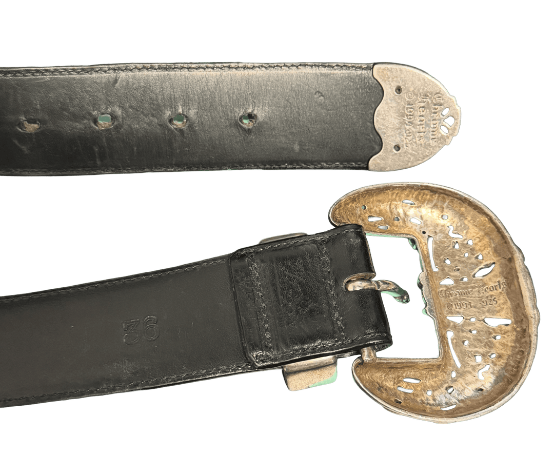 CHROME HEARTS 'CELTIC DRAGON' BLACK 3 PIECE LEATHER BELT