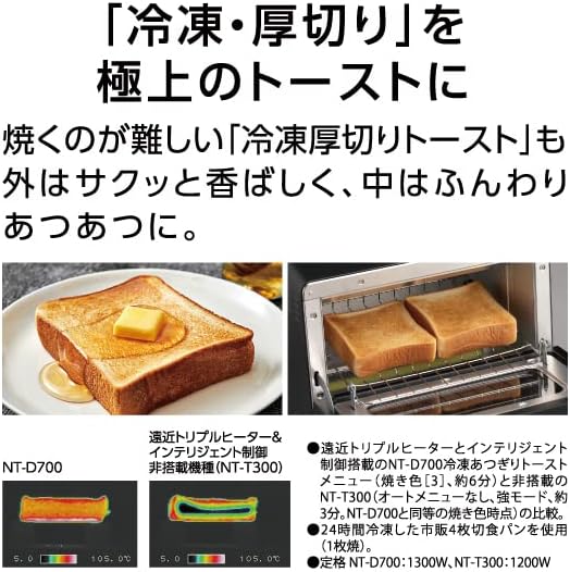 【Set】Panasonic Toaster Oven Toaster Bistro 8-Step Temperature Control Oven Cooking Baked Sweet Potato NT-D700-W + iwaki Heat-Resistant Glass Storage Containers, 4-Piece Set, Cool Gray, Square Shape