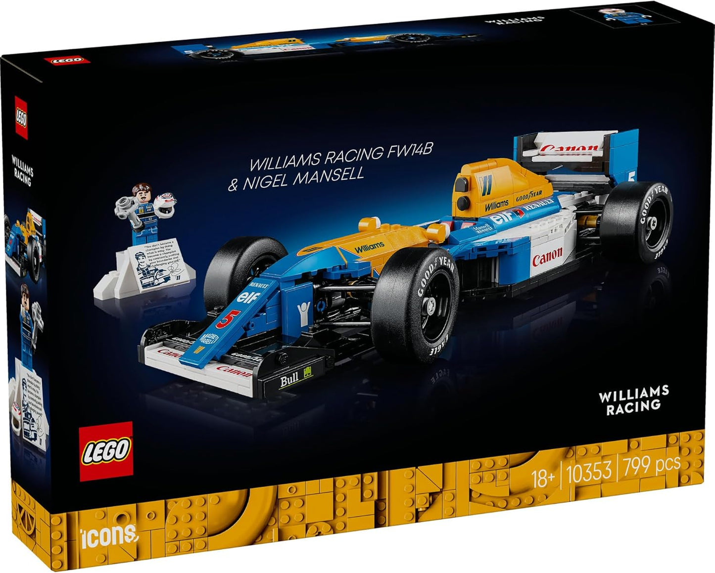 Lego 10353 Williams Racing FW14B & Nigel Mansell Toy Toy Birthday Present Block Male Female Vehicle Car Mini Car