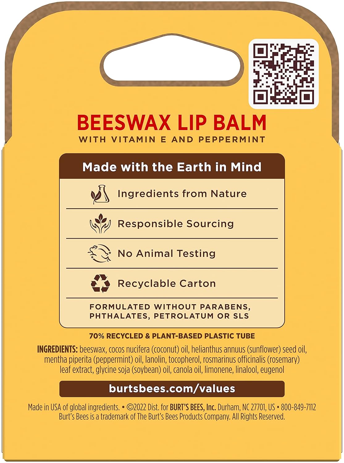 Bálsamo labial de cera de abejas de Burts Bees para unisex, 4 bálsamos labiales de 0.15 onzas