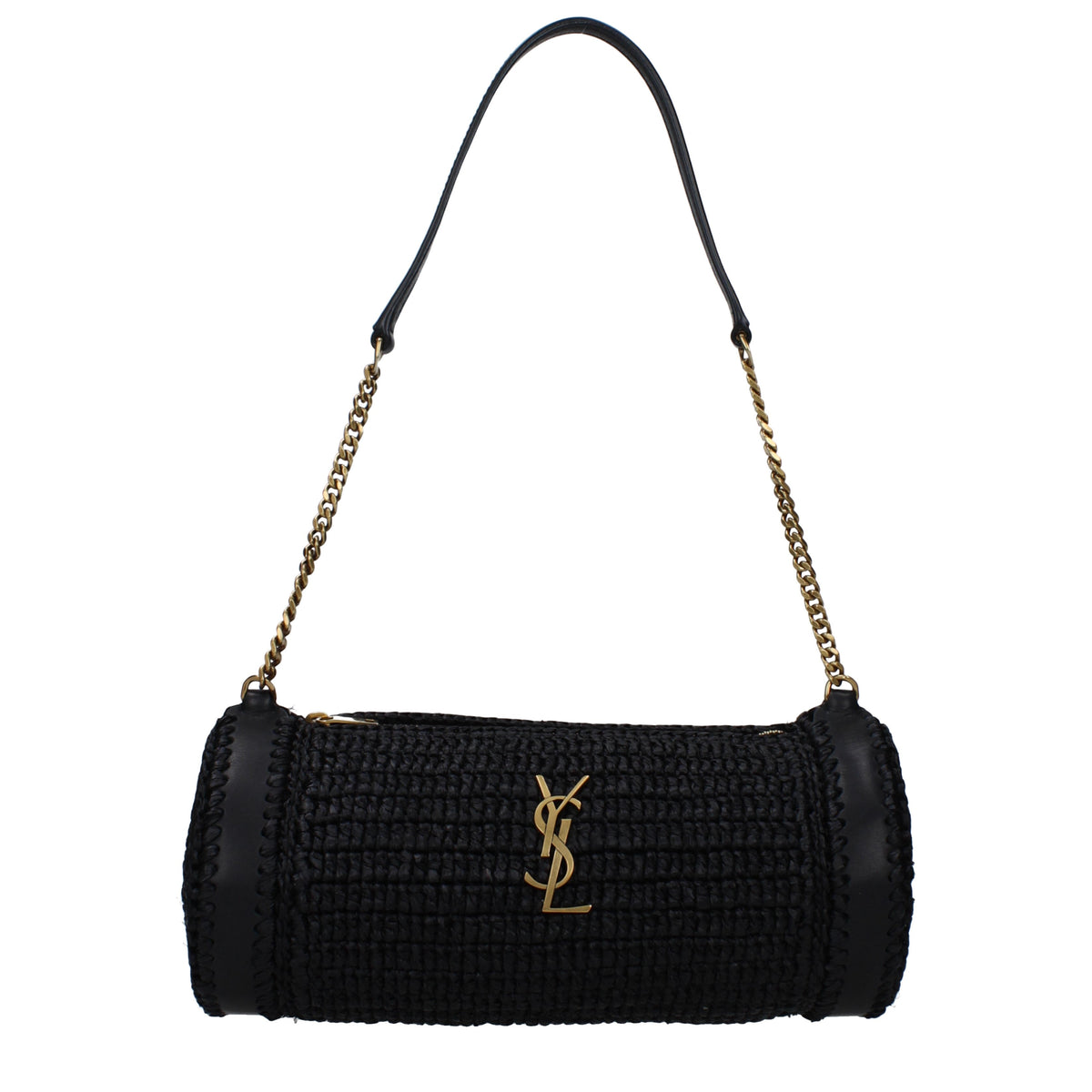 Saint セントローランショルダーバッグシリンダー女性ラフィアブラック - Image 2
