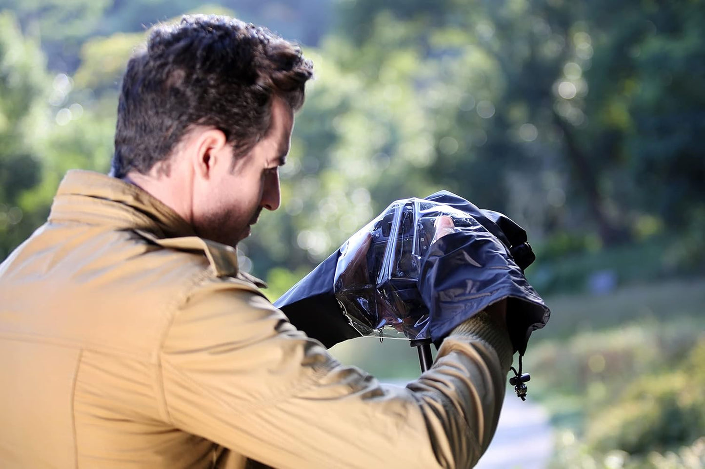 JJC SLR Rain Cover Camera Rain Cover Lens ≤18x14x34cm Suitable Dual Waterproof Zipper Design Transparent Window Sony A7RIV A7RIII A7R A7SIII A7SII A7S A7III A7II A7 RX10 M4 M3 M2 A6600 A6500 400 A