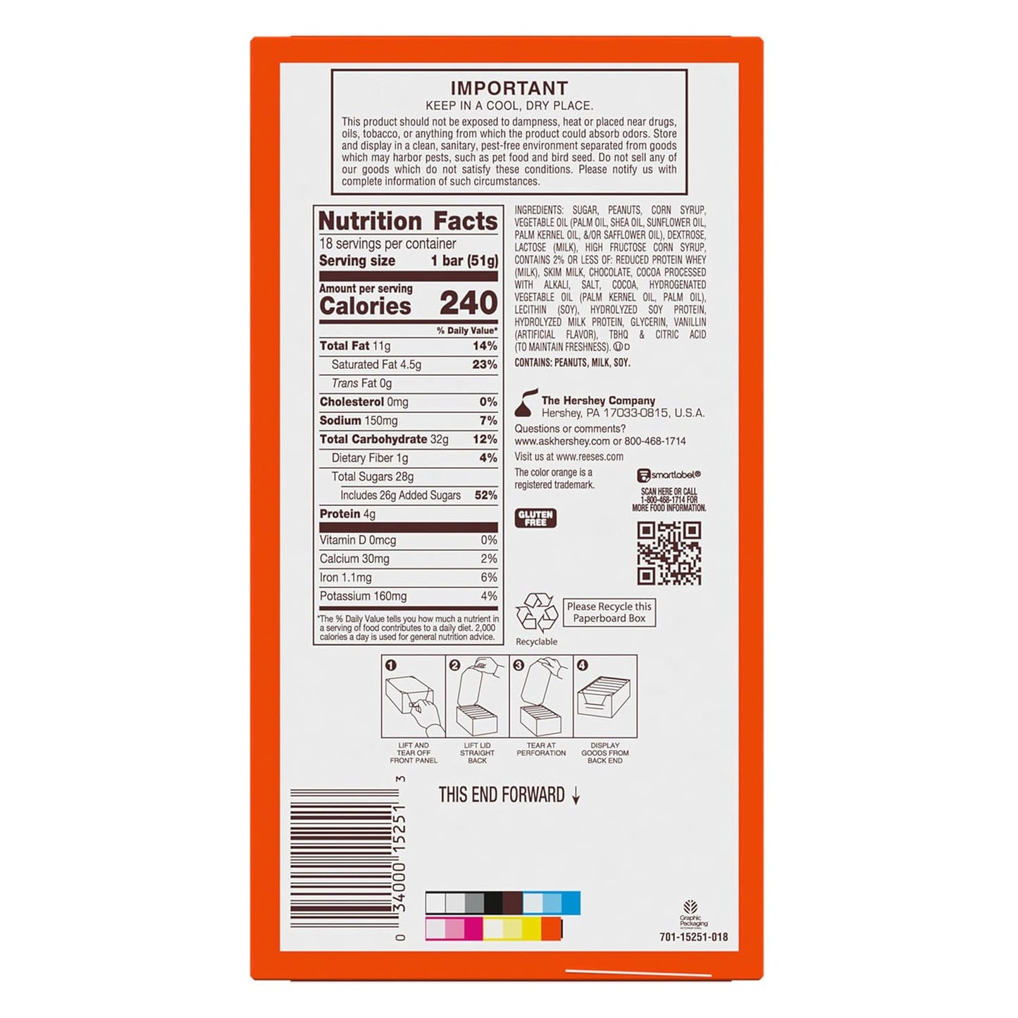 REESE'S FAST BREAK Peanut Butter Nougat Candy Bars, 1.8 oz (Pack of 36)