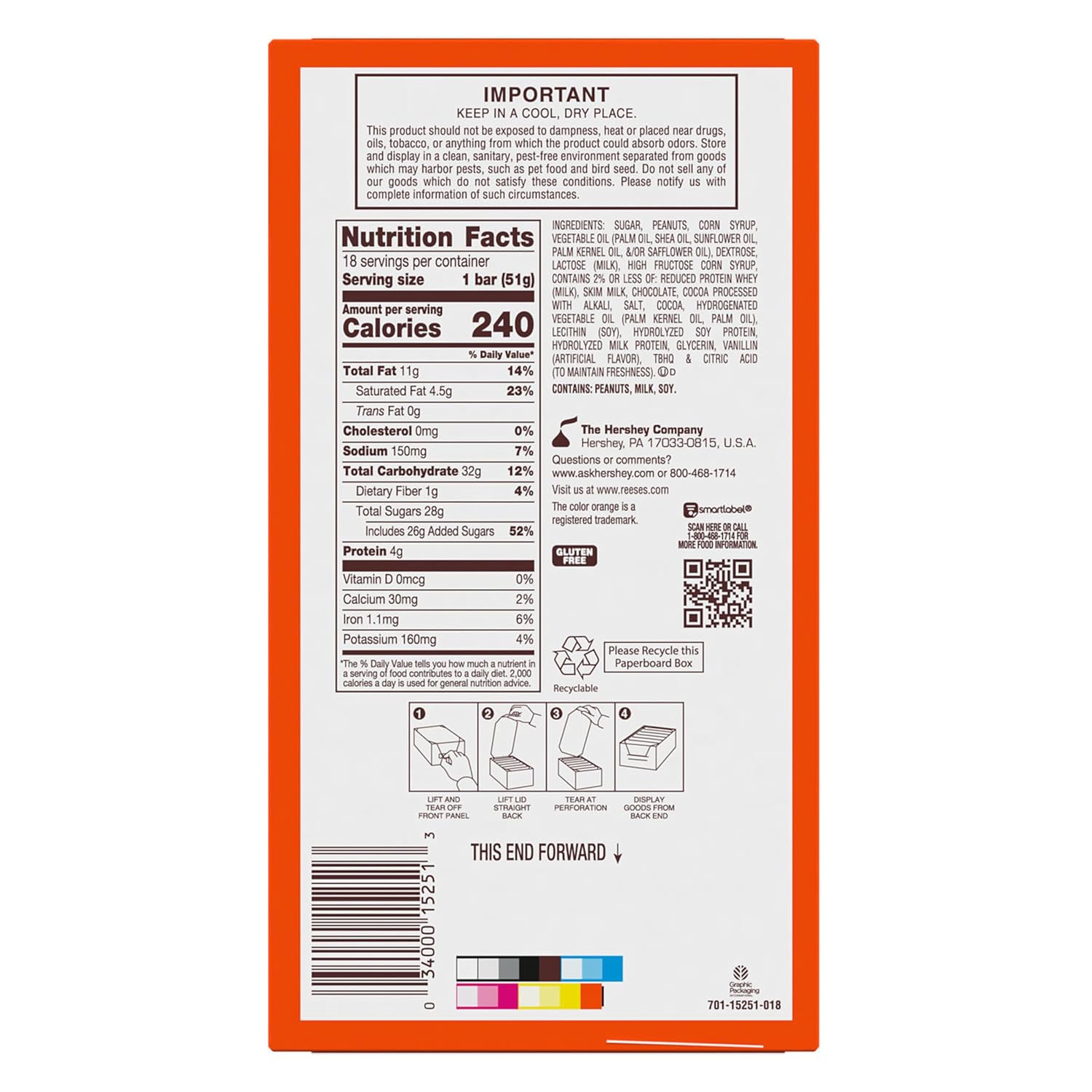 REESE'S FAST BREAK Peanut Butter Nougat Candy Bars, 1.8 oz (Pack of 36)