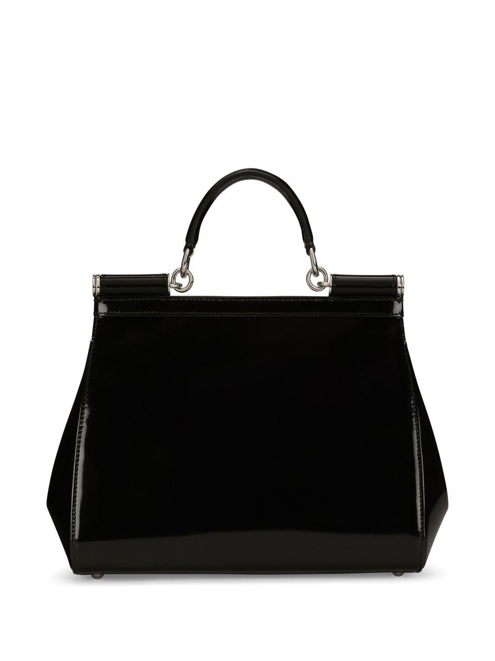 Dolce  Gabbana ドルチェ＆ガッバーナシチリア大きな光沢のある革のハンドバッグ - Image 2