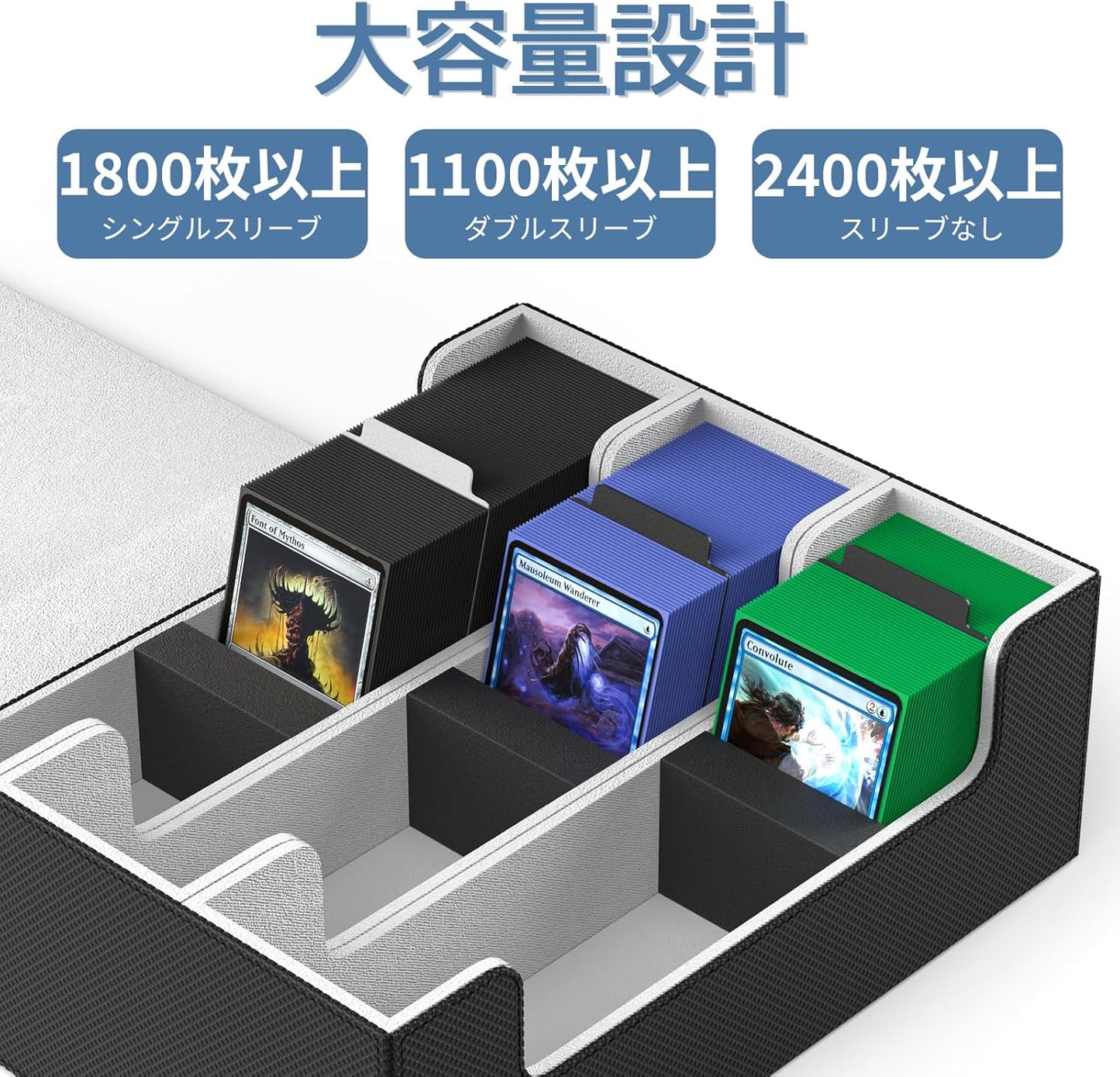 Mlikero Deck Case, Card Case, Large Capacity, Holds 1,800 Cards, Card Case, Magnetic Trading Card Case, Storage Box, 10 Dividers and 3 Foam Plugs, Compatible with Yugioh Poker, MTG Duema, Various Card