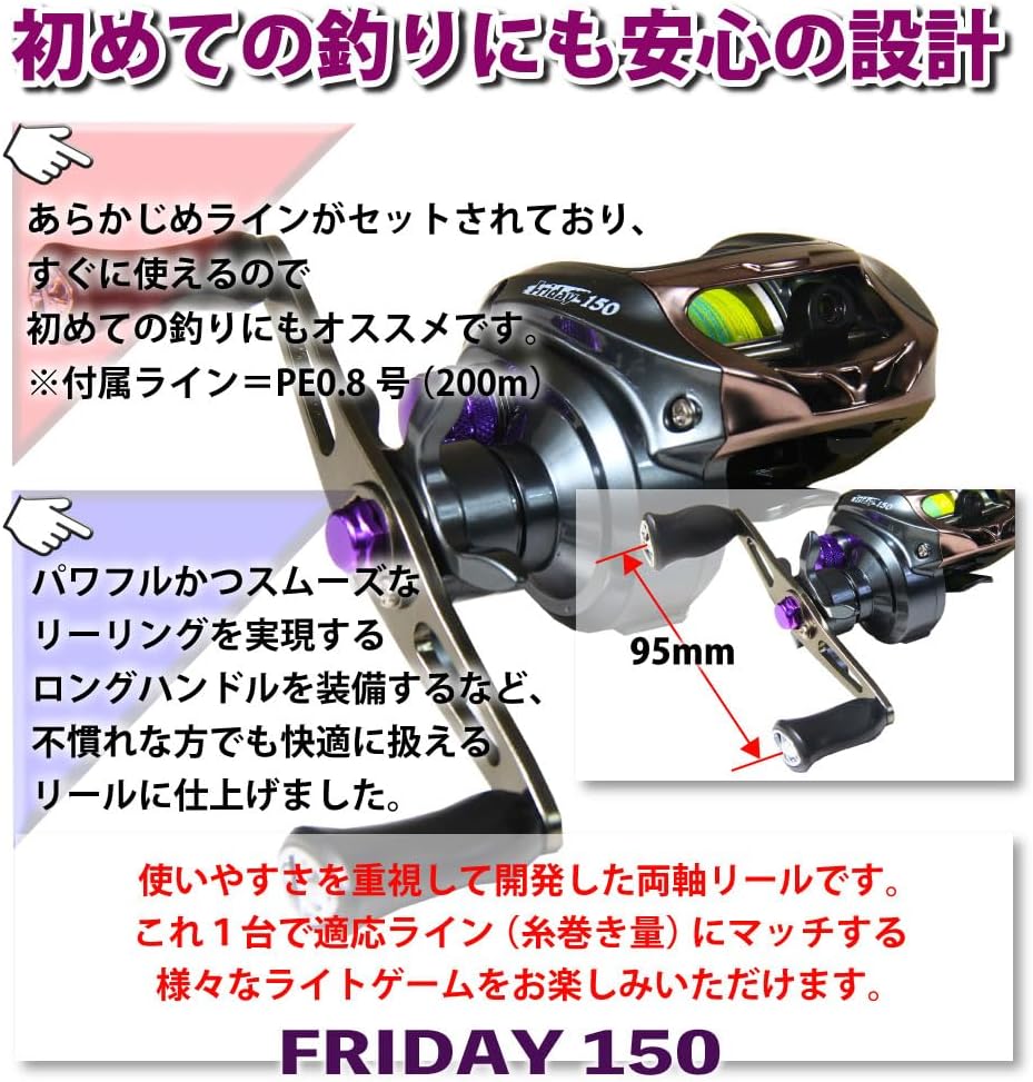 Ori-781947 Friday 150 Bait Reel with PE Line (PE0.8 No. 200 m) Roll