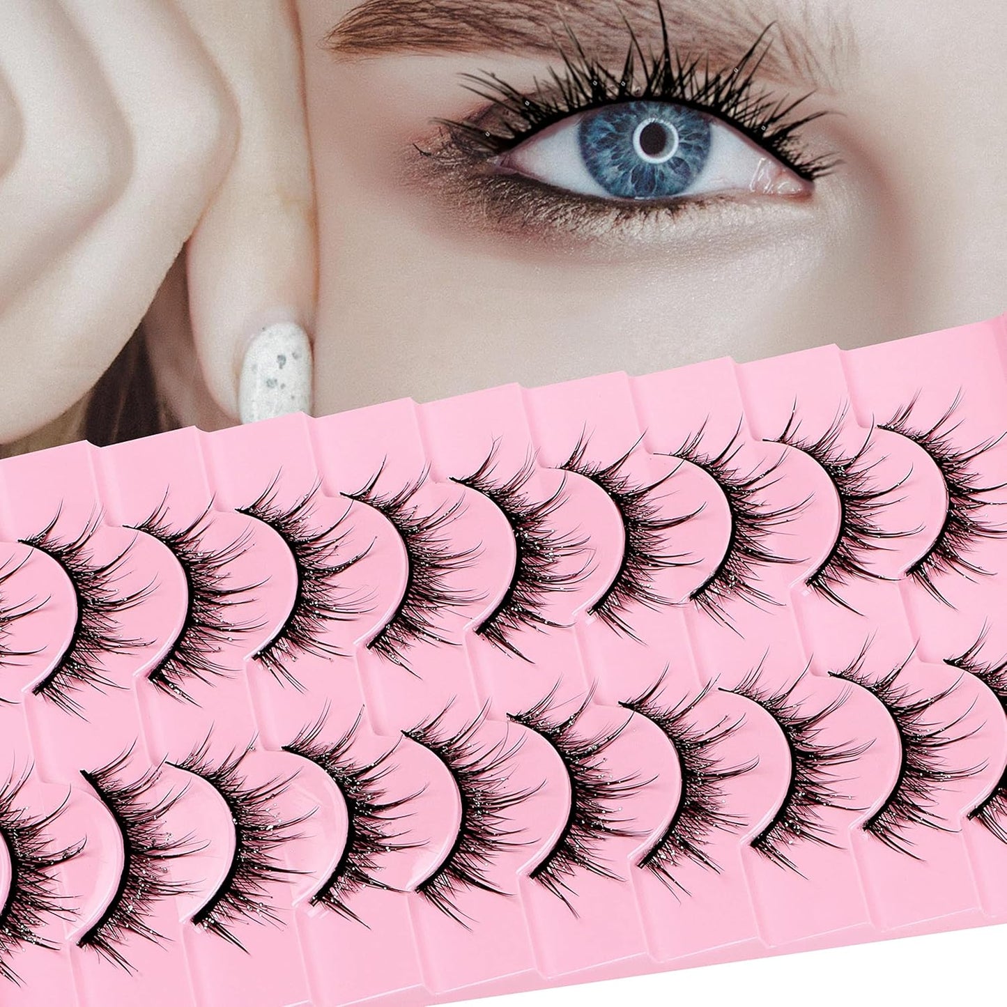 Cartoon Eyelashes Fluffy False Eyelashes Dramatic Cat Eye Makeup Fairy Cluster Wet Look