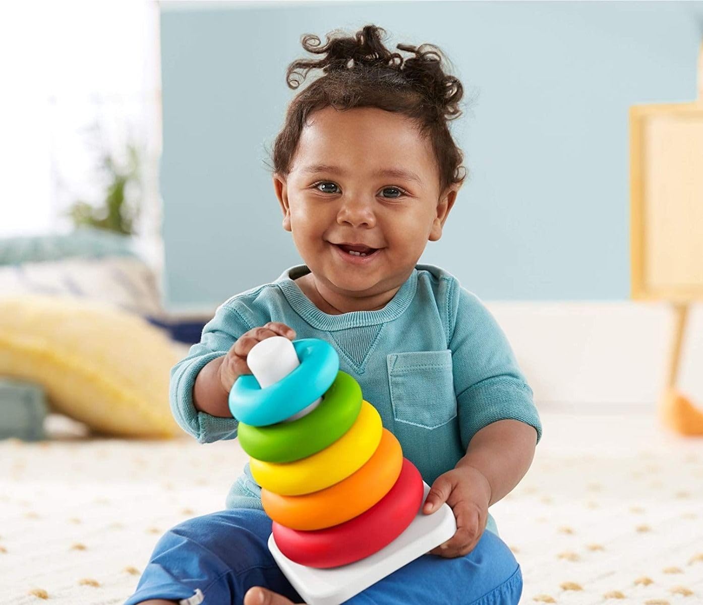 Fisher Price GRF09 Wobbling Tower (Eco-Friendly), Baby/Toddler Toy, Educational & Learning Toy, 6 Months and Up, Colorful