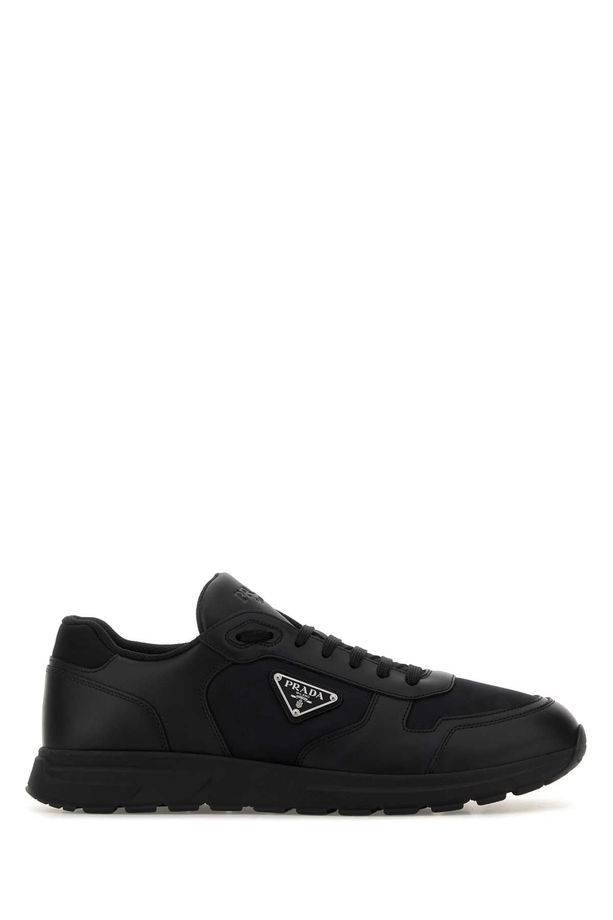 Prada プラダ ブラック レザー & ファブリック スニーカー - Image 2