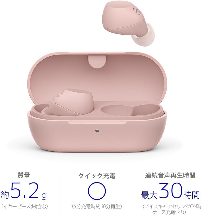 Sony WF-C710N Pink Wireless Earphones, High Performance Noise Cancelling, Bluetooth Long Battery, External Sound Capture, IPX4 Splashproof, Lightweight, Compact, Multi-Point Connection