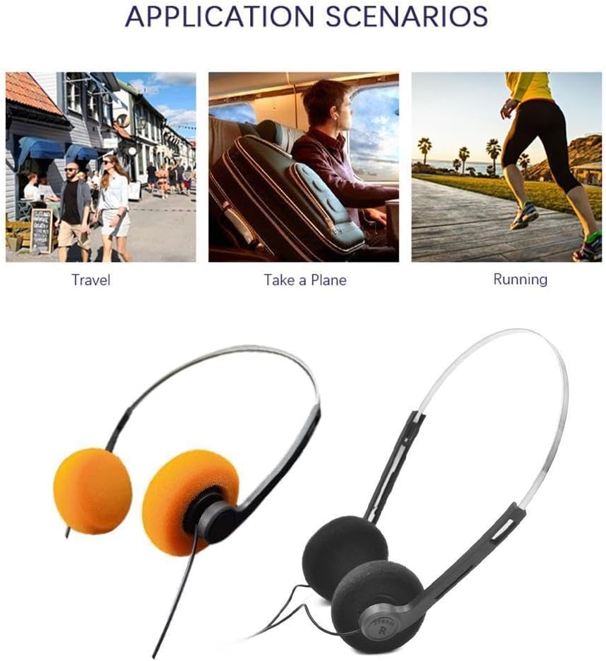 Both-Ear Headset Headphones Wired Earphones 3.5mm Round Head Phones Retro Over-Ear Headphones Compact Lightweight Earphones Retro Vintage Design Headphones Headset