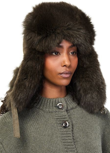 YVES SALOMON Loro Piana flannel and fox fur ushanka - Image 2