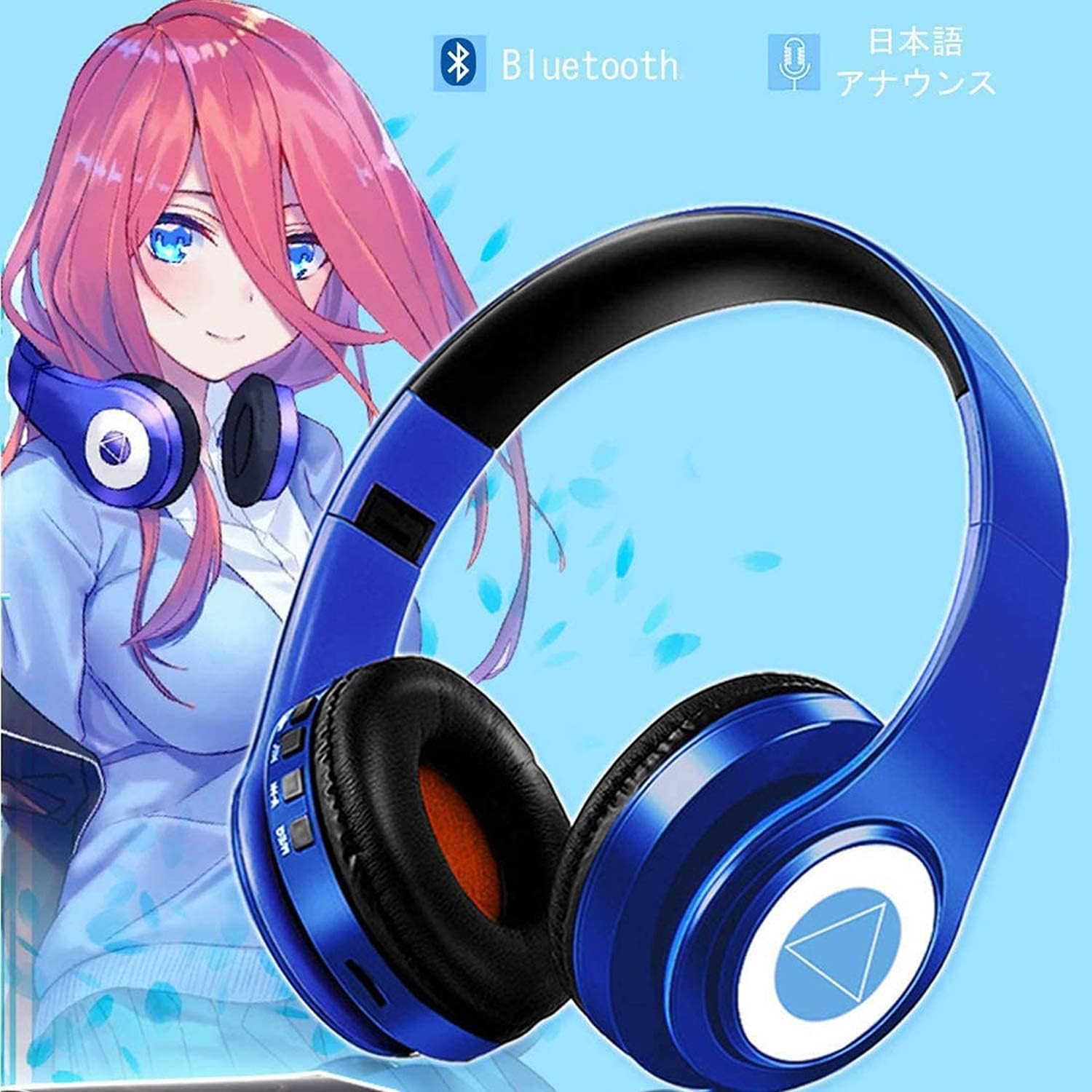 Nakano Miku Cosplay Headphones, Bluetooth, Bluetooth Headphones, Wireless, Built-in Microphone, Miku Nakano, Anime Style, Foldable, Detachable Cable, Cosplay, Music, Christmas, Halloween, Events,