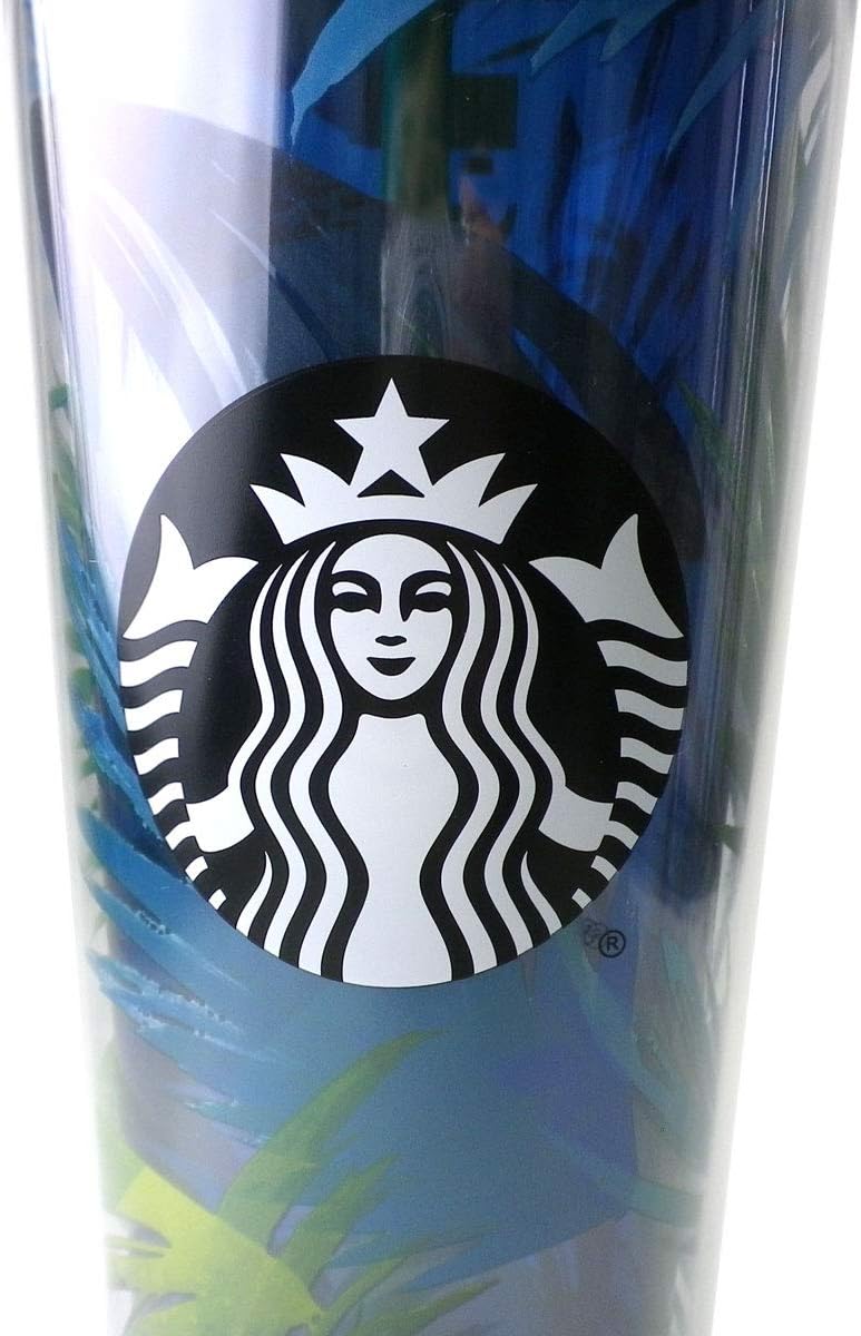 STARBUCKS スターバックス スタバ タンブラー 水筒 プラスチック 派手 HAWAII ハワイ カラフル バーム ボタニカル 南国 夏 ビビット アメリカ 米 24oz 710ml ストロー コールドタンブラー ブルー グリーン ロゴ 海外限定