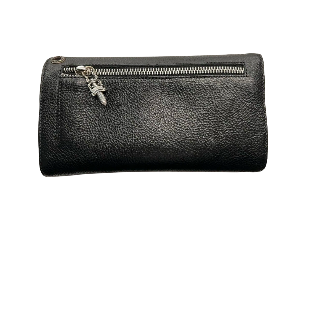 CHROME HEARTS 'BLACK' LEATHER WAVE WALLET LONG