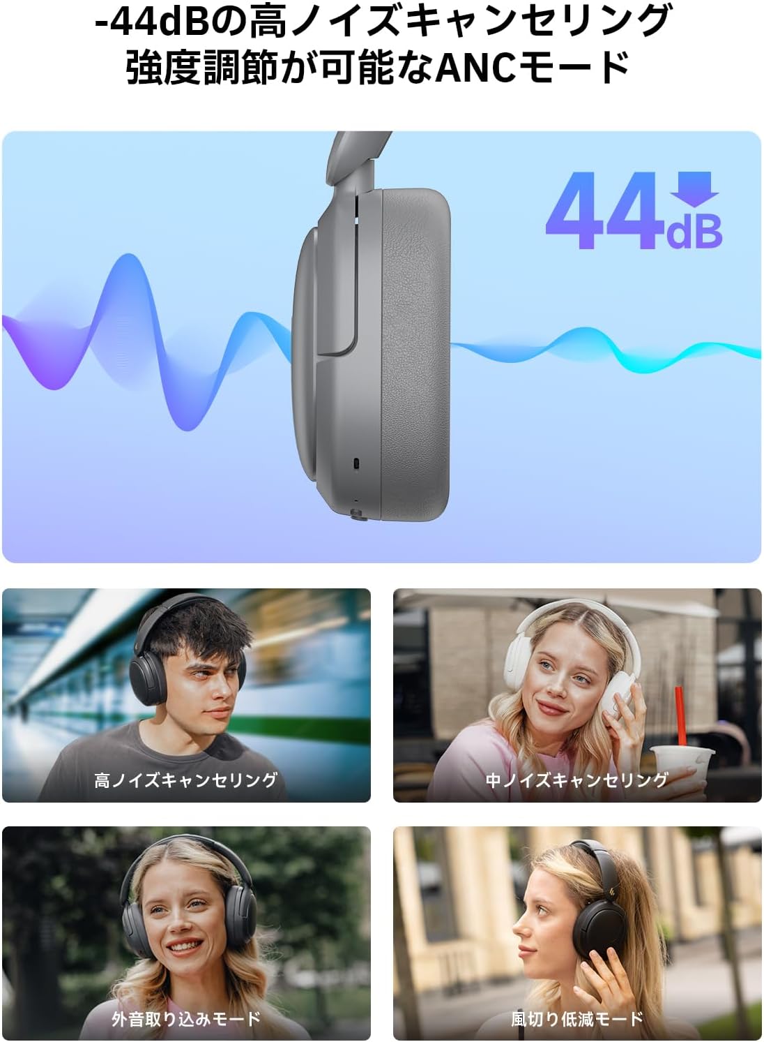 Edifier W800BT Pro Wireless Headphones Active Noise Cancelling (Bluetooth 5.4/44dB Noise Reduction/Wired High Resolution), Multi-Point Compatible, Wired/Wireless, 8.8 oz (253 g), Lightweight