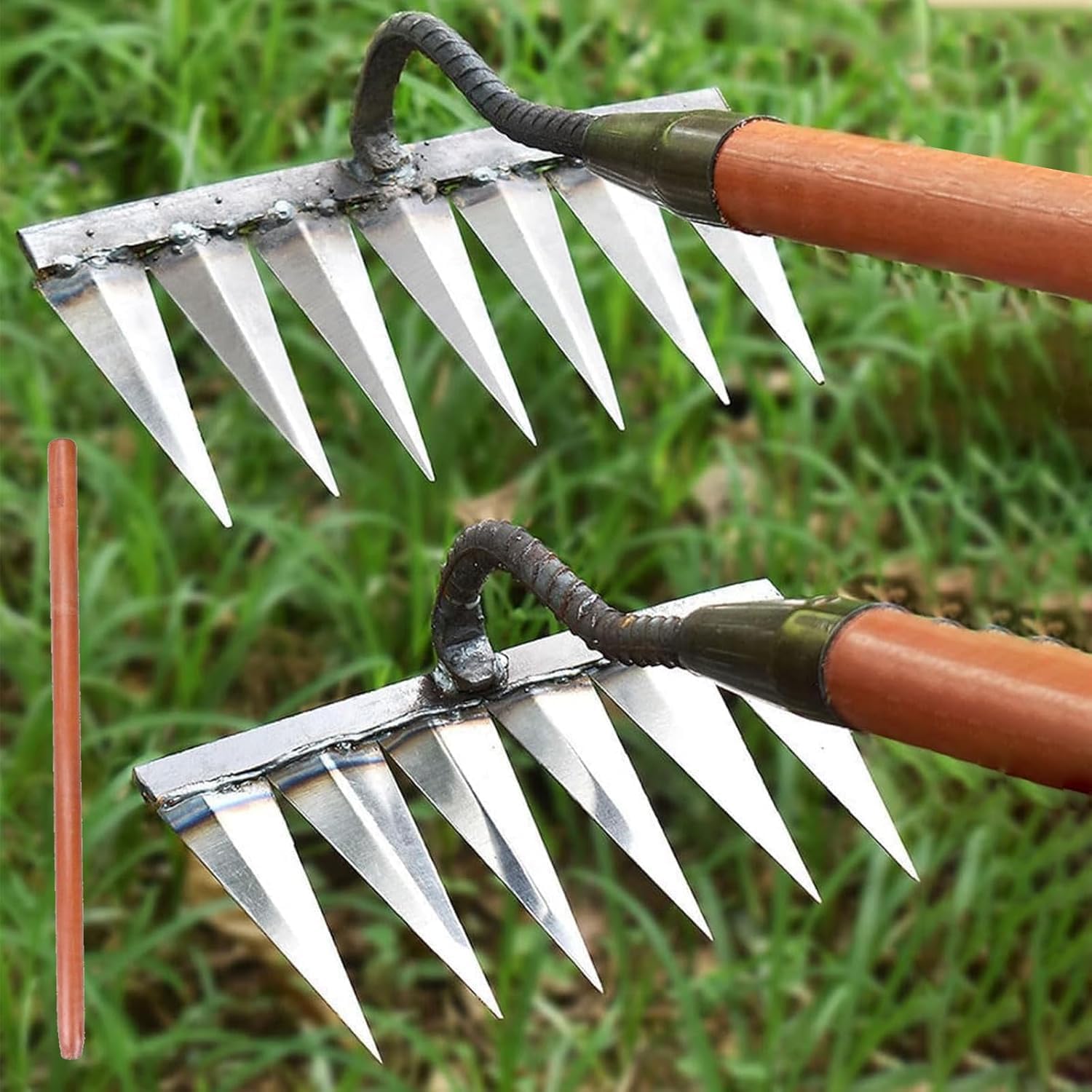 4/5/6/7 Prong Pine Soil Weeding Rake Hand Weeding Tool Portable Multi-purpose Soil Loose Grass Weed Removal Tool for Grass Cutting Grass Garden Rake Garden Rake Carbon Steel Farm Rake Rake