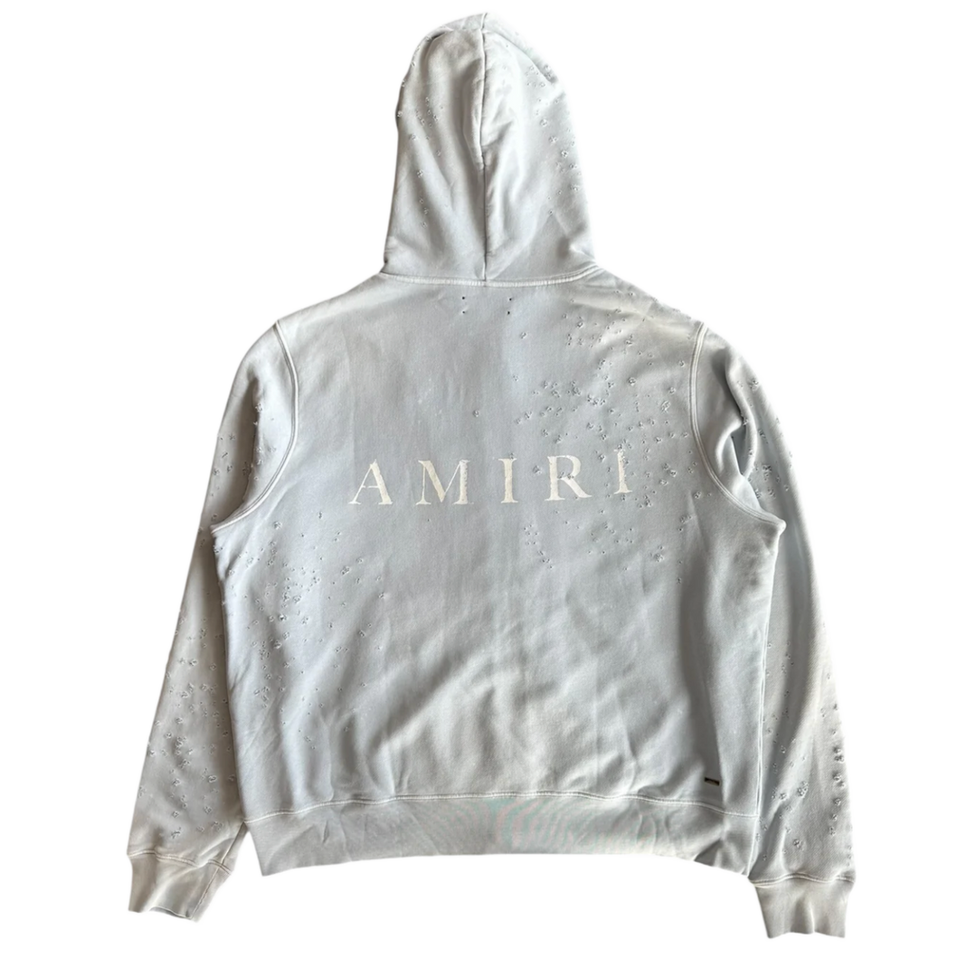 AMIRI LIGHT BLUE CORE LOGO SHOTGUN ZIP UP HOODIE