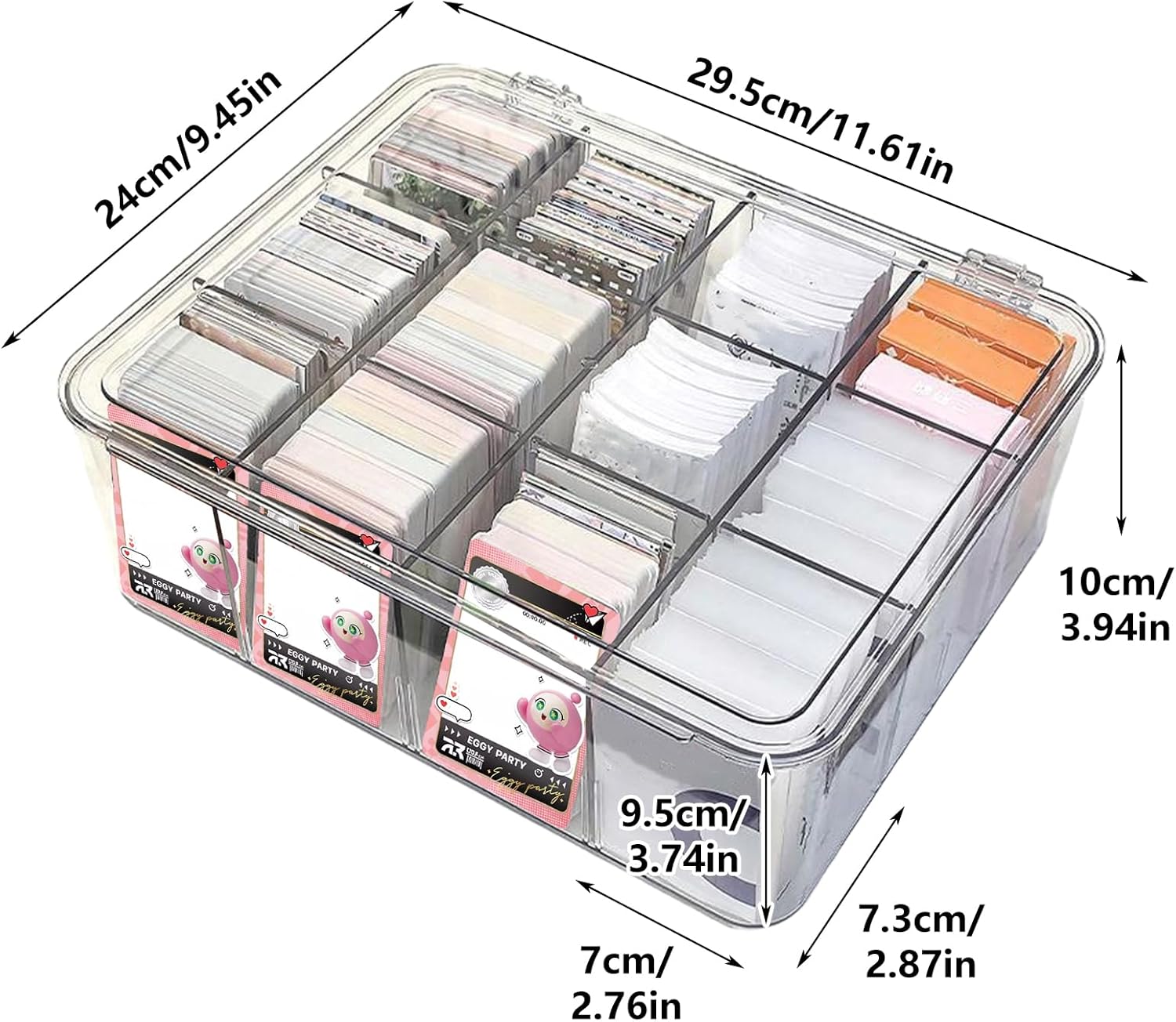 Yanubi Card Case, Large Capacity, Pokemon Card Case, Transparent, Removable Dividers, Storage Box, Card Box, Storage Case