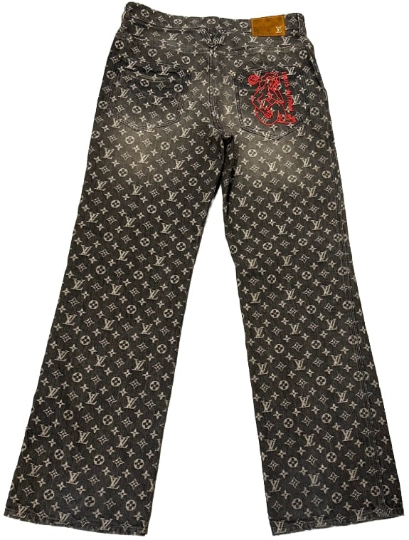 LOUIS VUITTON MONOGRAM 'DISTRESSED BAGGY' JEANS