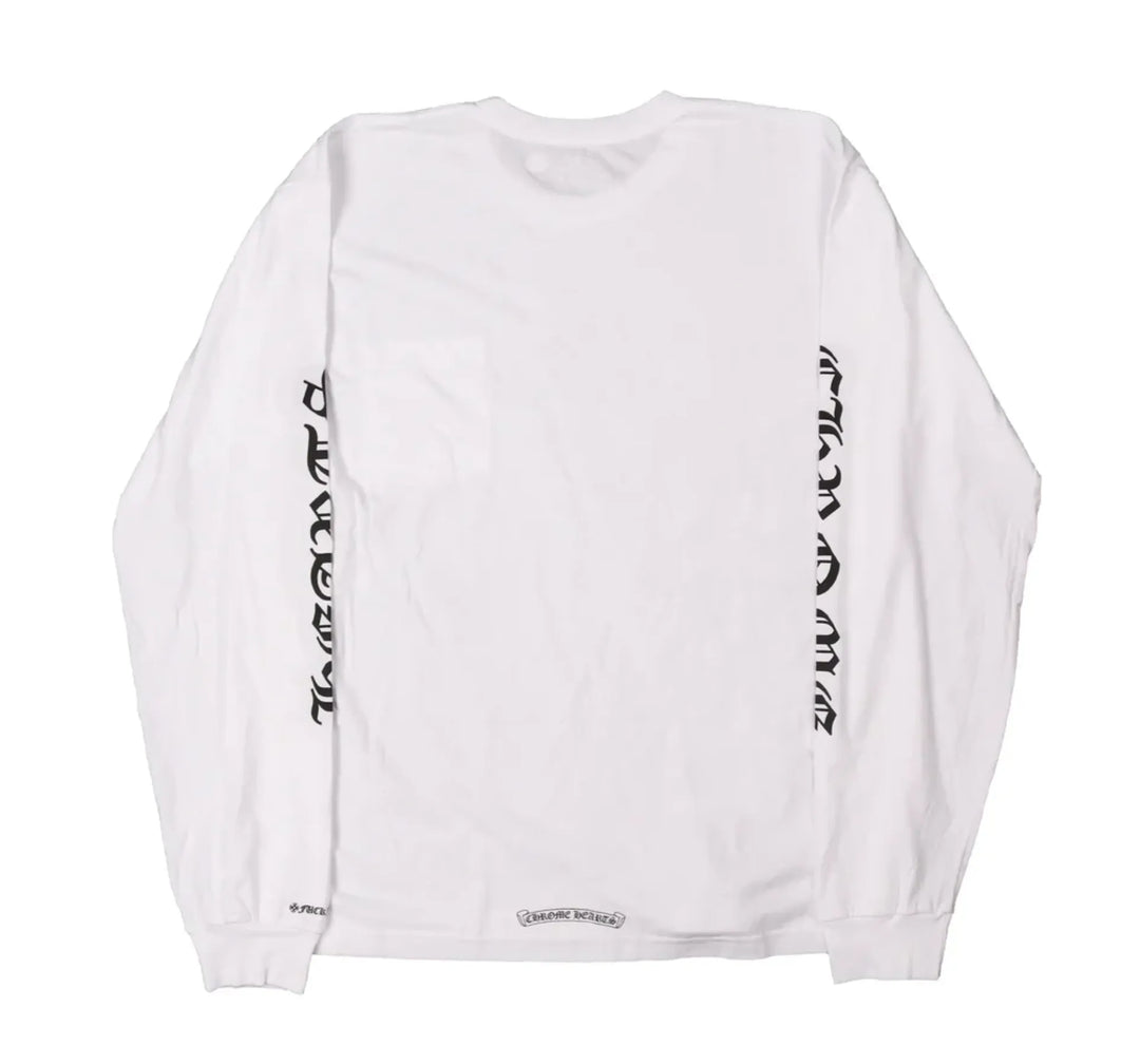 CHROME HEARTS 'NECK LOGO' WHITE LONGSLEEVE POCKET TEE