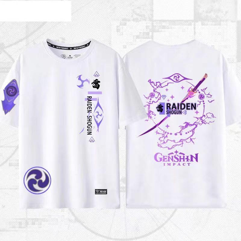[GENTERUN]原神Tシャツ 雷将軍 プリティーダービー かわいい オグリキャップ 半袖 夏服 柔らかい ユニセックス 綿シャツャラクター 萌えグッズ メンズ レディース 男女兼用 ゆったり 大きい カジュアル アニメ キT