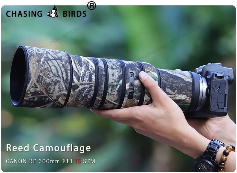 CHASING BIRDS Camouflage Waterproof Lens Coat for CANON RF 600mm F11 IS STM Rainproof Lens Protective Cover (ASI)