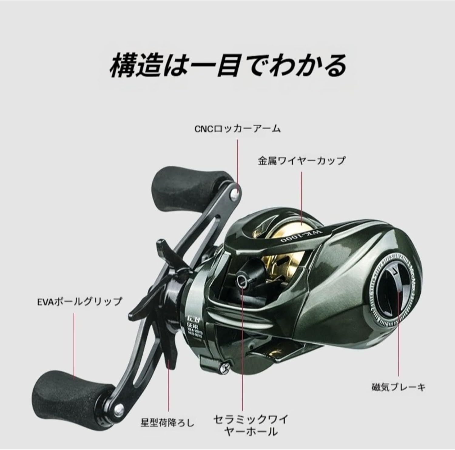 Bait Reel, Bait Finess Reel, 6.3:1 Fishing Reel, 7.2:1 Light Weight, Maximum Drag Speed Ratio, 10 N48 Strong Magnet, Made of Aluminum Alloy, Perfect for Long Casting, Outdoor Fishing, Saltwater