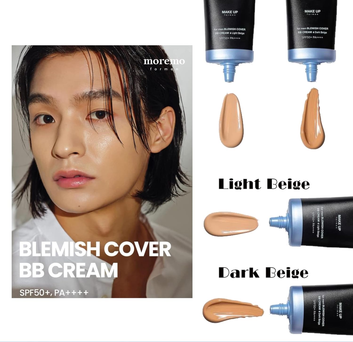 moremo Blemish Cover, BB Cream (Japan Authorized Dealer), Makeup Base, Sunscreen, Dullness, Acne, Semi-Matte (Light Beige)