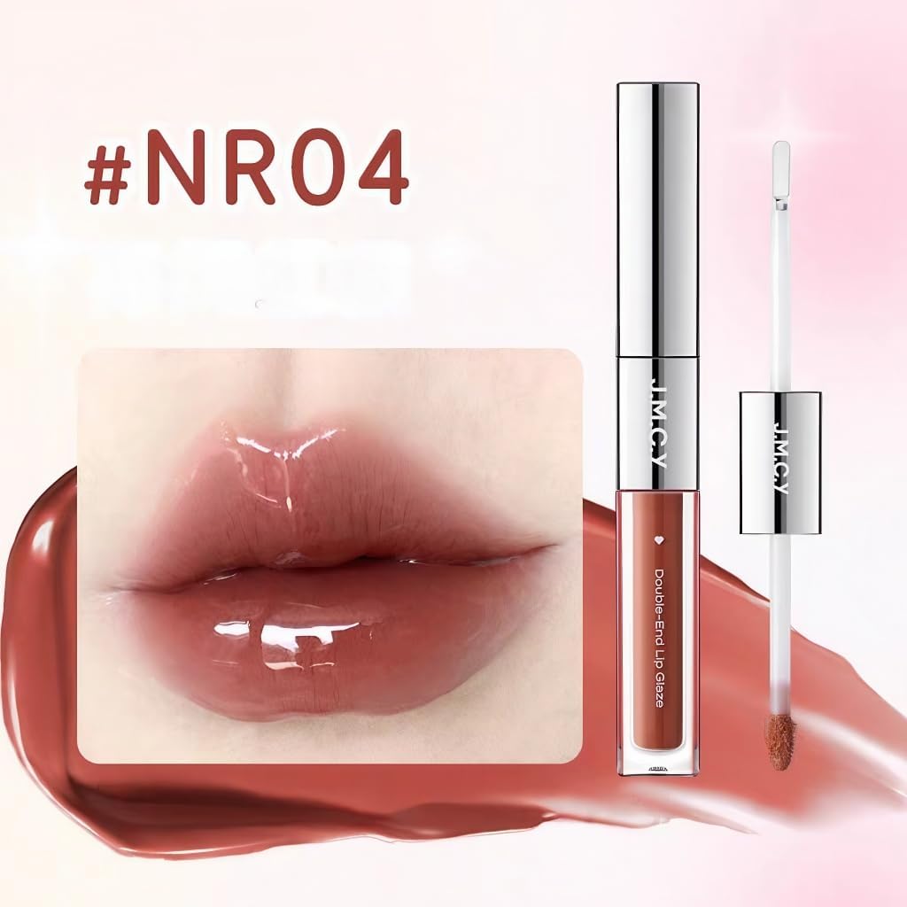 JMCY Lip Gloss 2 in 1 Double Ended Lip Tint Lip Oil Never Fade Lipstick Moisturizing Gift Popular TikTok Chinese Cosmetics 6 Colors (NR04#)