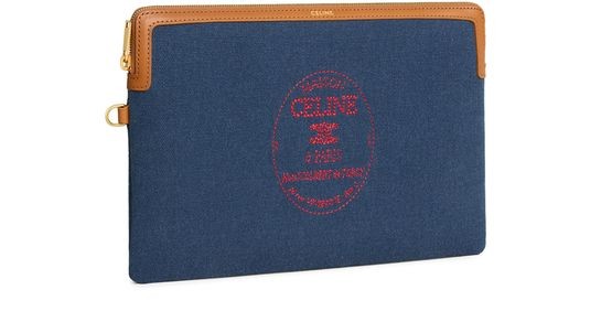 CELINE Small pouch with strap cuir Triomphe in textile with embroidery - Image 2